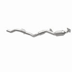 MagnaFlow 5551410 carb direct-fit catalytic converter, opposite rear three-quarter view of the turntable spin
