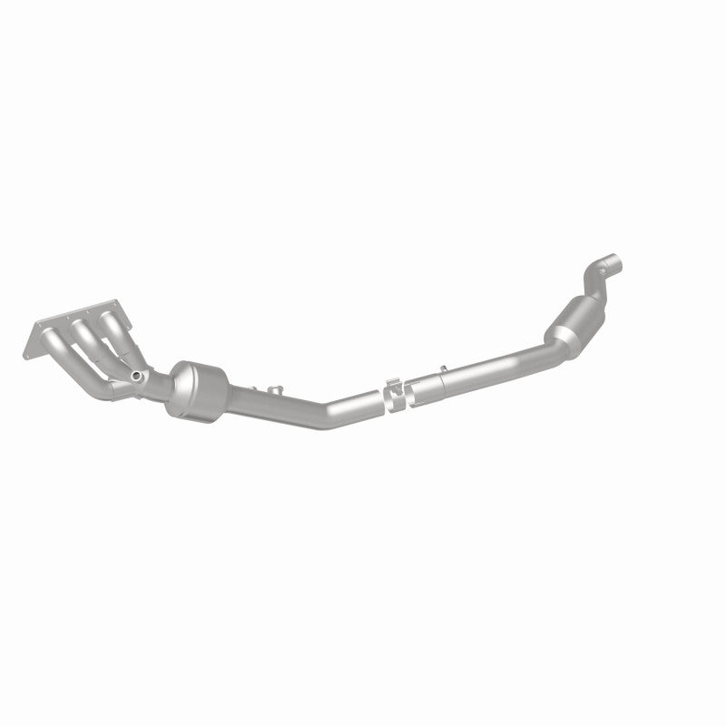 MagnaFlow 22-068 oem grade manifold converter, rear three-quarter view of the turntable spin
