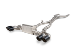 Akrapovic BMW M8/M8 Competition (F91/F92) Evolution Line Cat Back (Titanium) w/Carbon Tips S-BM/T/23 for BMW M8 F91/F92 2020-2025, angled view