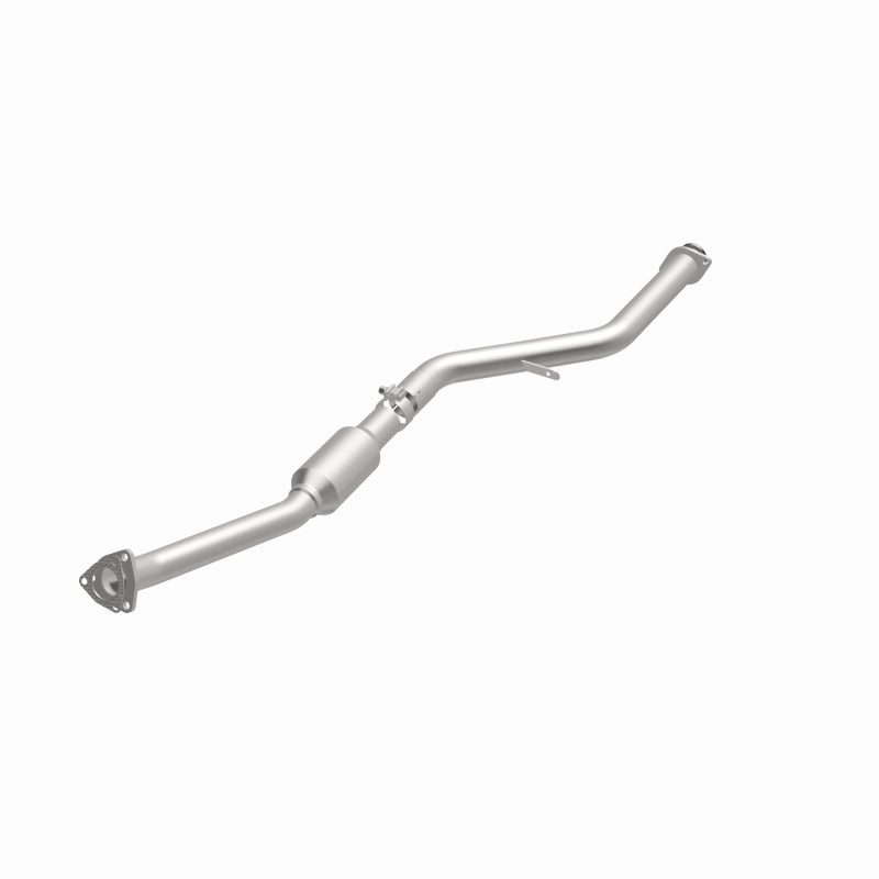 MagnaFlow 5571217 carb direct-fit catalytic converter, opposite front three-quarter view of the turntable spin