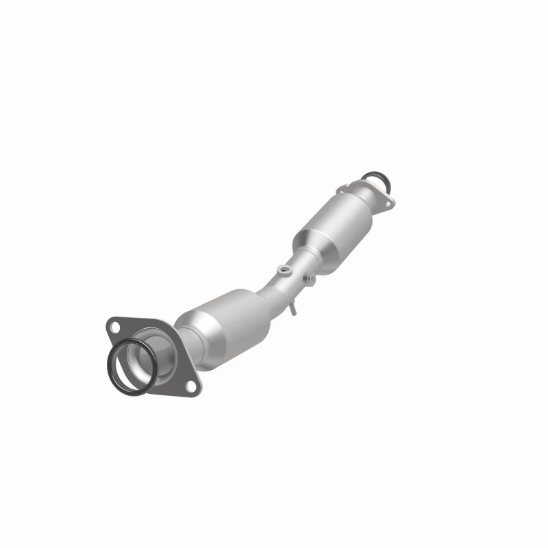 MagnaFlow 5411710 carb direct-fit catalytic converter, opposite front three-quarter view of the turntable spin