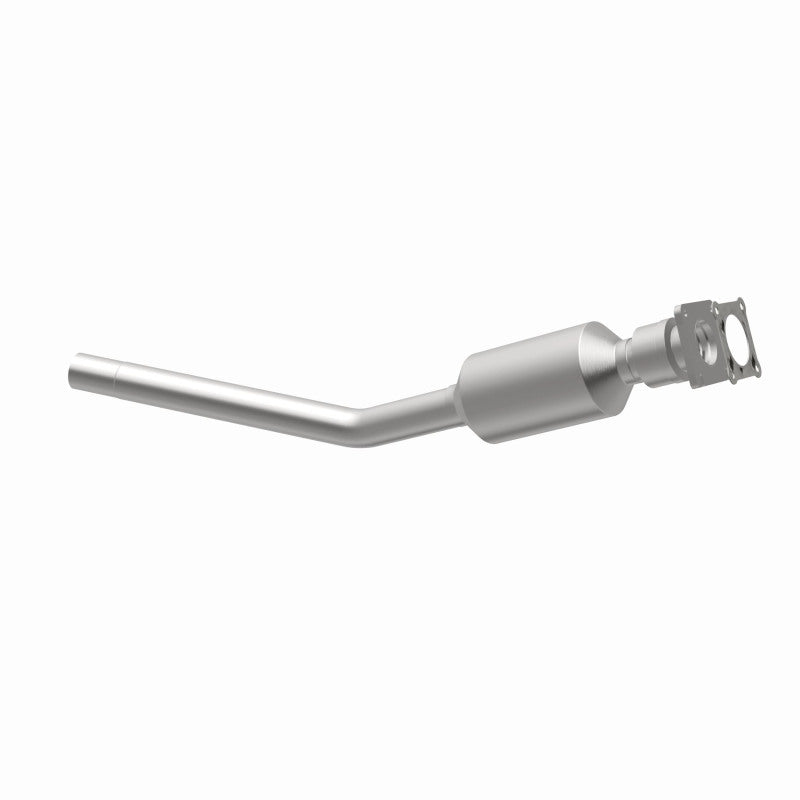 MagnaFlow 4561242 carb direct-fit catalytic converter, opposite rear three-quarter view of the turntable spin