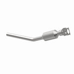 MagnaFlow 4561242 carb direct-fit catalytic converter, opposite rear three-quarter view of the turntable spin