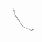 MagnaFlow 551524 carb direct-fit catalytic converter, rear three-quarter view of the turntable spin