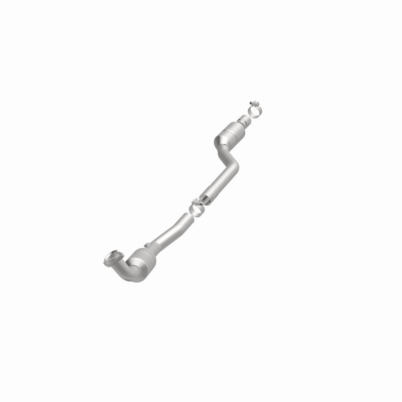 MagnaFlow 551202 carb direct-fit catalytic converter, opposite front three-quarter view of the turntable spin
