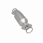 MagnaFlow 4481882 carb direct-fit catalytic converter, rear three-quarter view of the turntable spin