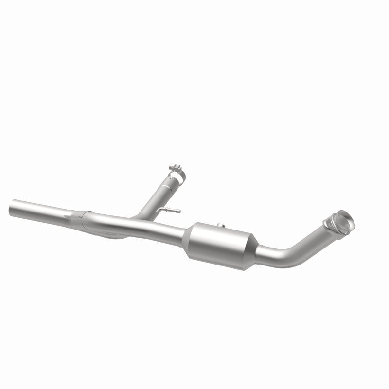 MagnaFlow 5451834 carb direct-fit catalytic converter, opposite rear three-quarter view of the turntable spin