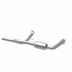 MagnaFlow 5451834 carb direct-fit catalytic converter, opposite rear three-quarter view of the turntable spin