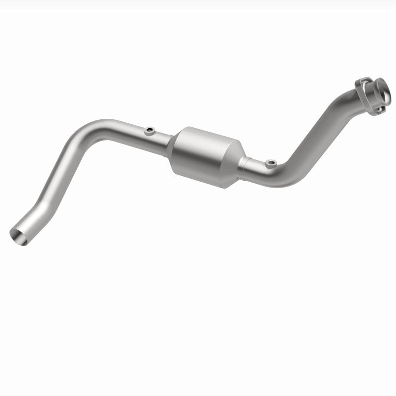 MagnaFlow 4651497 carb direct-fit catalytic converter, opposite front three-quarter view of the turntable spin