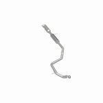 MagnaFlow 5571886 carb direct-fit catalytic converter, rear three-quarter view of the turntable spin