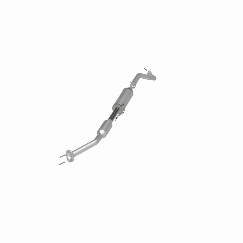 MagnaFlow 4481458 carb direct-fit catalytic converter, opposite rear three-quarter view of the turntable spin