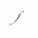 MagnaFlow 4481458 carb direct-fit catalytic converter, opposite rear three-quarter view of the turntable spin