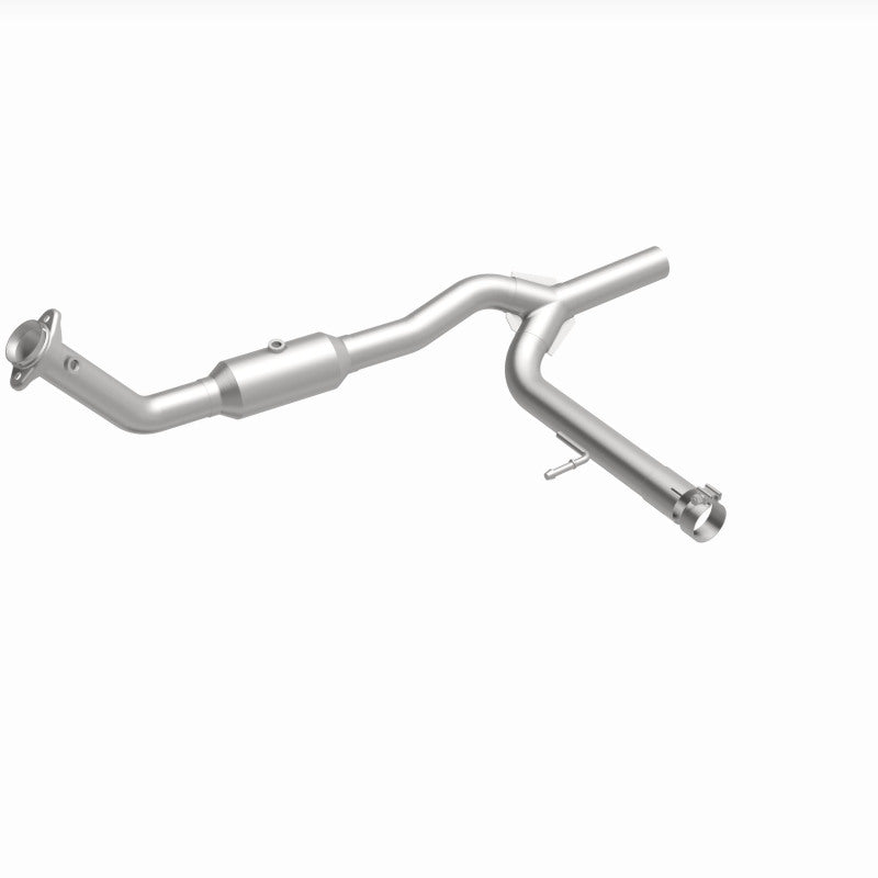 MagnaFlow 4651410 carb direct-fit catalytic converter, front three-quarter view of the turntable spin