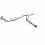 MagnaFlow 4651410 carb direct-fit catalytic converter, front three-quarter view of the turntable spin