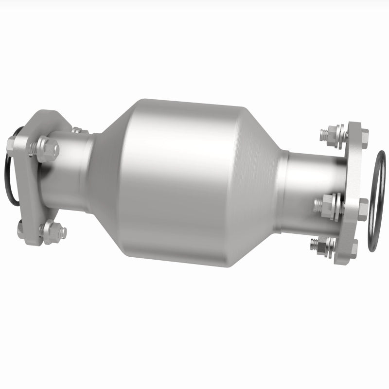 MagnaFlow 6571476 carb direct-fit catalytic converter, side view of the turntable spin