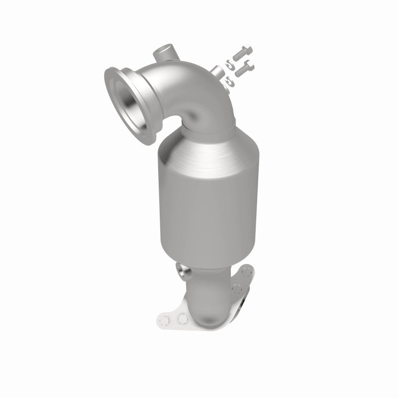 MagnaFlow 21-421 oem grade direct-fit catalytic converter, rear three-quarter view of the turntable spin