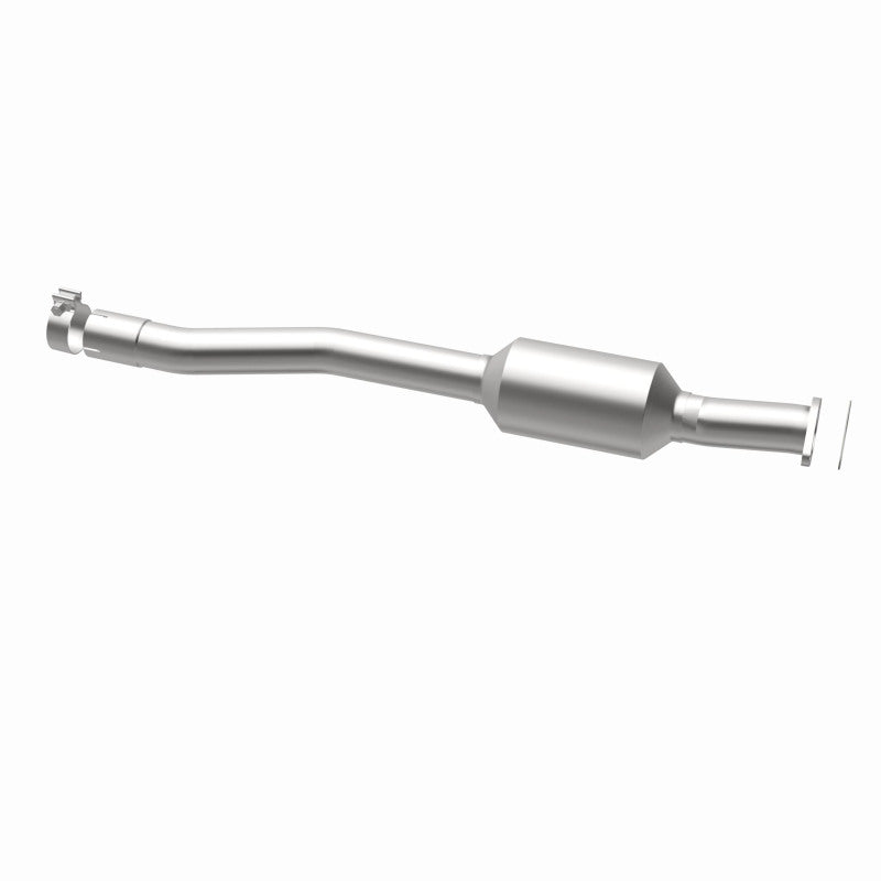 MagnaFlow 5592103 carb direct-fit catalytic converter, opposite rear three-quarter view of the turntable spin