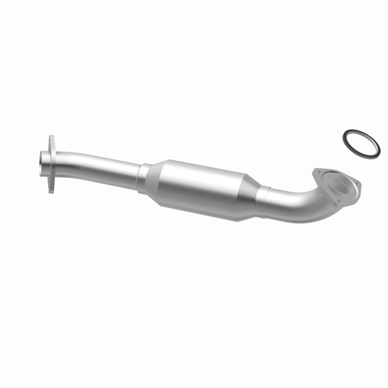 MagnaFlow 5461689 carb direct-fit catalytic converter, opposite rear three-quarter view of the turntable spin