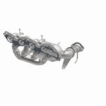 MagnaFlow 290008 oem grade manifold converter, opposite front three-quarter view of the turntable spin