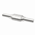 MagnaFlow 3322223 carb direct-fit catalytic converter, opposite rear three-quarter view of the turntable spin