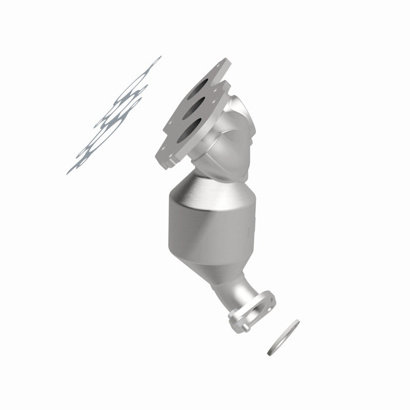 MagnaFlow 5582832 carb manifold converter, side view of the turntable spin