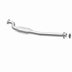 MagnaFlow 5592966 carb direct-fit catalytic converter, opposite rear three-quarter view of the turntable spin