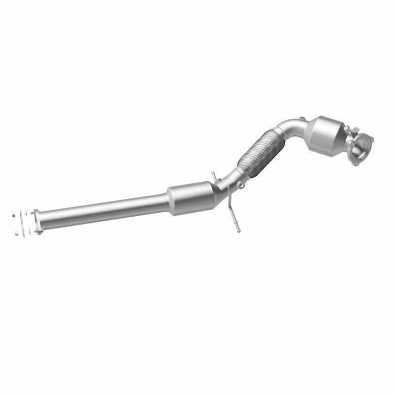 MagnaFlow 21-685 oem grade direct-fit catalytic converter, opposite front three-quarter view of the turntable spin