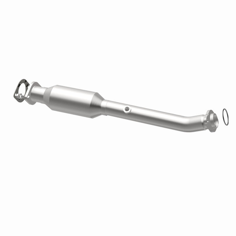MagnaFlow 21-121 oem grade direct-fit catalytic converter, opposite rear three-quarter view of the turntable spin