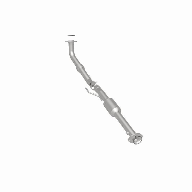 MagnaFlow 5571250 carb direct-fit catalytic converter, rear three-quarter view of the turntable spin