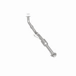 MagnaFlow 5571250 carb direct-fit catalytic converter, rear three-quarter view of the turntable spin