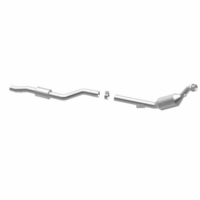 MagnaFlow 21-569 oem grade direct-fit catalytic converter, opposite rear three-quarter view of the turntable spin