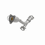 MagnaFlow 5561822 carb direct-fit catalytic converter, opposite front three-quarter view of the turntable spin