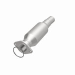 MagnaFlow 5421024 carb direct-fit catalytic converter, opposite front three-quarter view of the turntable spin