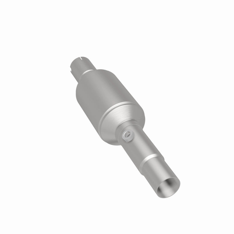 MagnaFlow 4481540 carb direct-fit catalytic converter, rear three-quarter view of the turntable spin