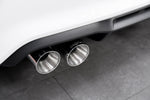 White BMW M2 F87 rear bumper with Capristo polished twin tips