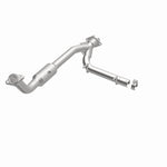 MagnaFlow 4651508 carb direct-fit catalytic converter, opposite front three-quarter view of the turntable spin