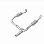 MagnaFlow 21-599 oem grade direct-fit catalytic converter, rear view of the turntable spin