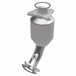 MagnaFlow 5411322 carb direct-fit catalytic converter, opposite front three-quarter view of the turntable spin