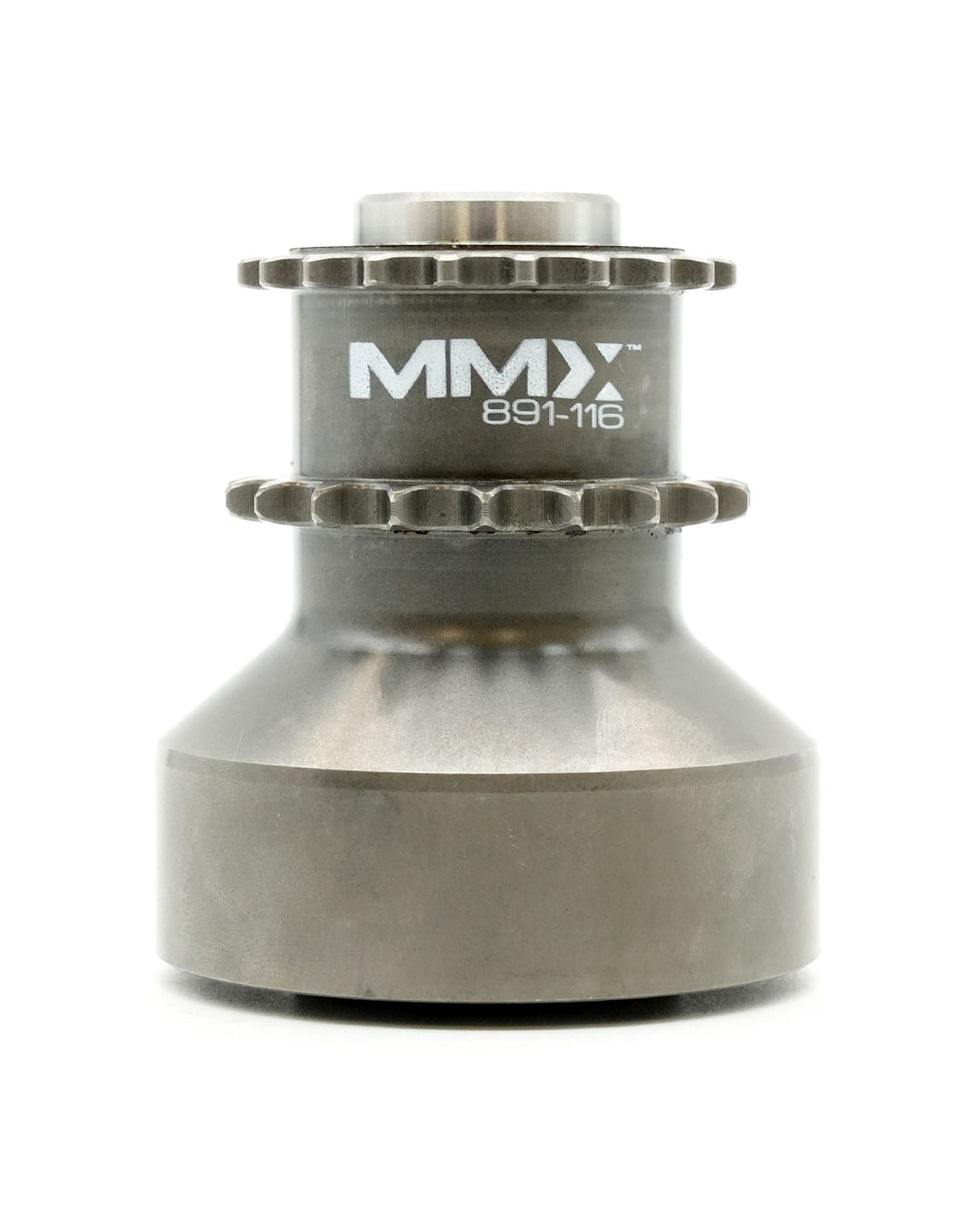 Single-piece crank hub viewed from the side