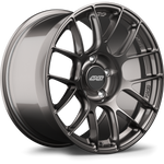 Gunmetal aluminum alloy wheel with split-spoke design and center cap on white background - APEX Wheels wheel for 18x9 ET30 5x120 - Anthracite