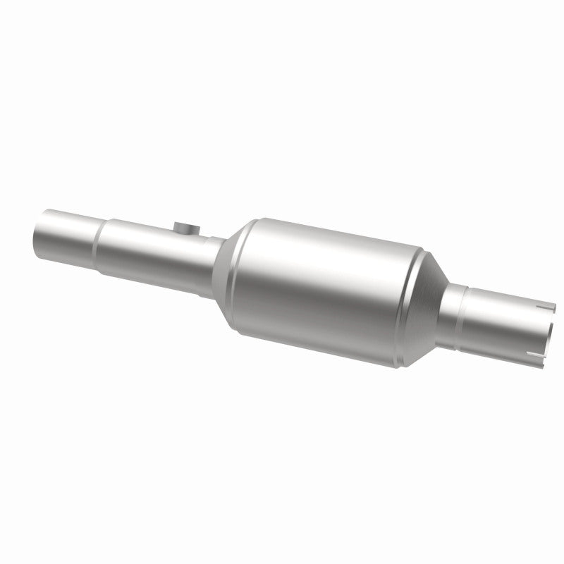 MagnaFlow 4481540 carb direct-fit catalytic converter, opposite rear three-quarter view of the turntable spin