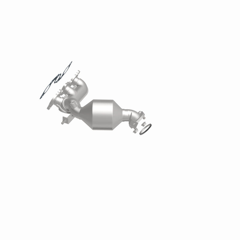 MagnaFlow 5582834 carb manifold converter, side view of the turntable spin