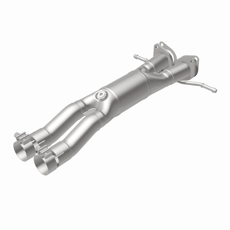 MagnaFlow 557020 carb direct-fit catalytic converter, rear view of the turntable spin