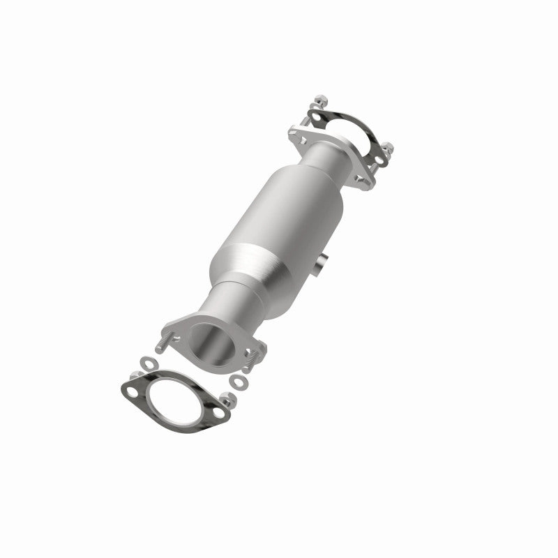 MagnaFlow 5561714 carb direct-fit catalytic converter, opposite rear three-quarter view of the turntable spin