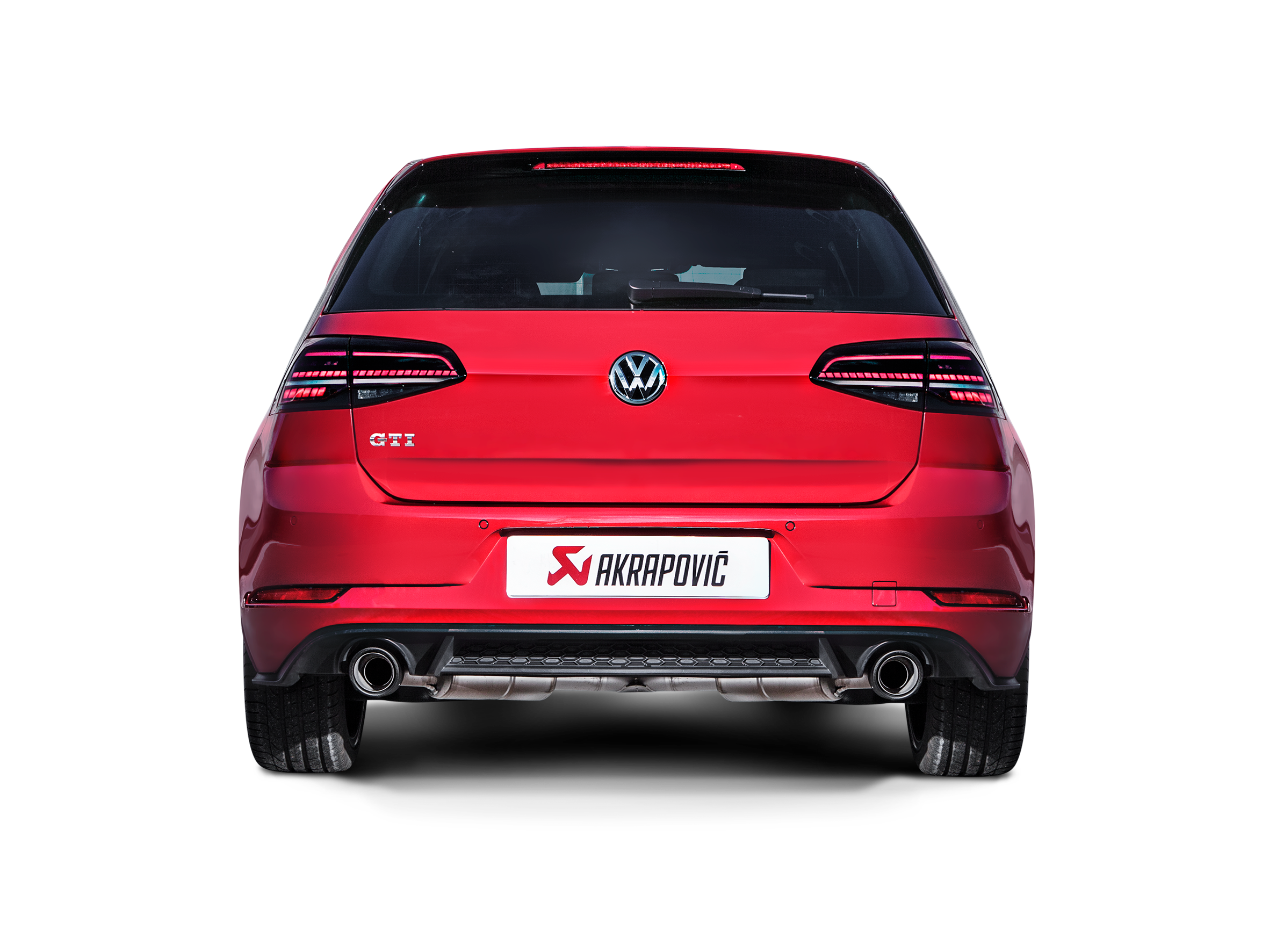 Akrapovic Slip-On Race Line (Titanium) MTP-VW/T/4H for Volkswagen Golf GTI (MK7.5) 2018-2019, rear view