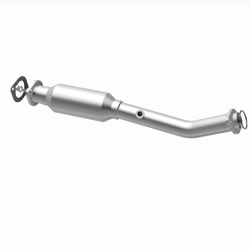 MagnaFlow 5592218 carb direct-fit catalytic converter, opposite rear three-quarter view of the turntable spin