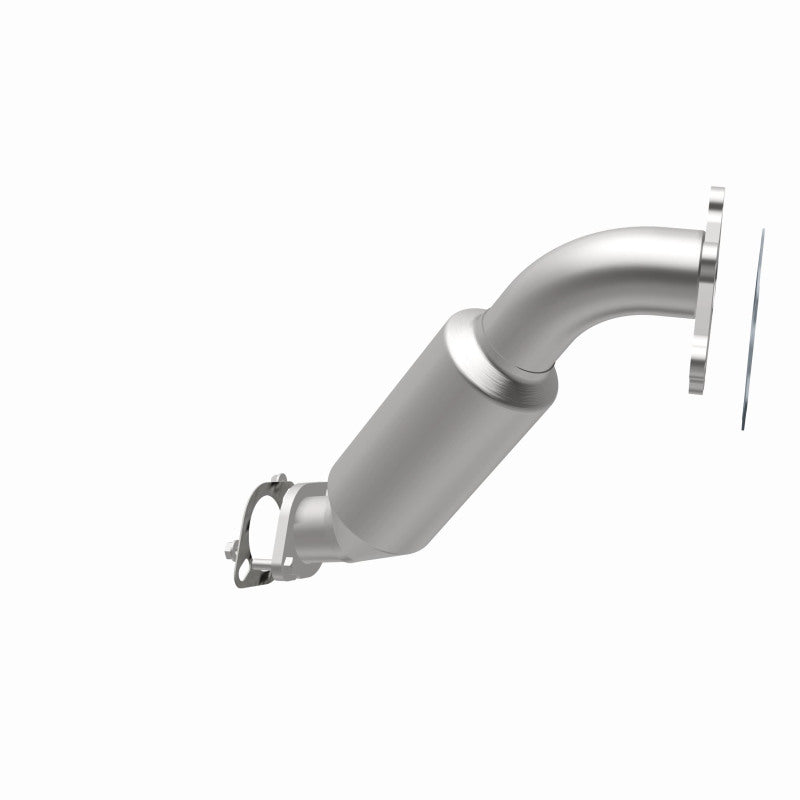 MagnaFlow 5481416 carb direct-fit catalytic converter, opposite rear three-quarter view of the turntable spin