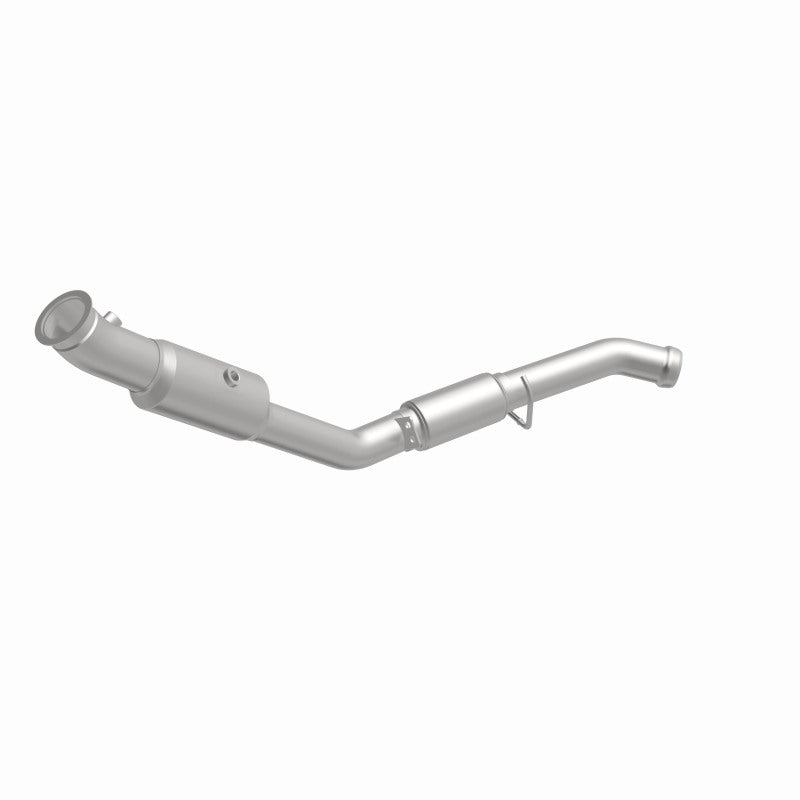 MagnaFlow 5551551 carb direct-fit catalytic converter, front three-quarter view of the turntable spin