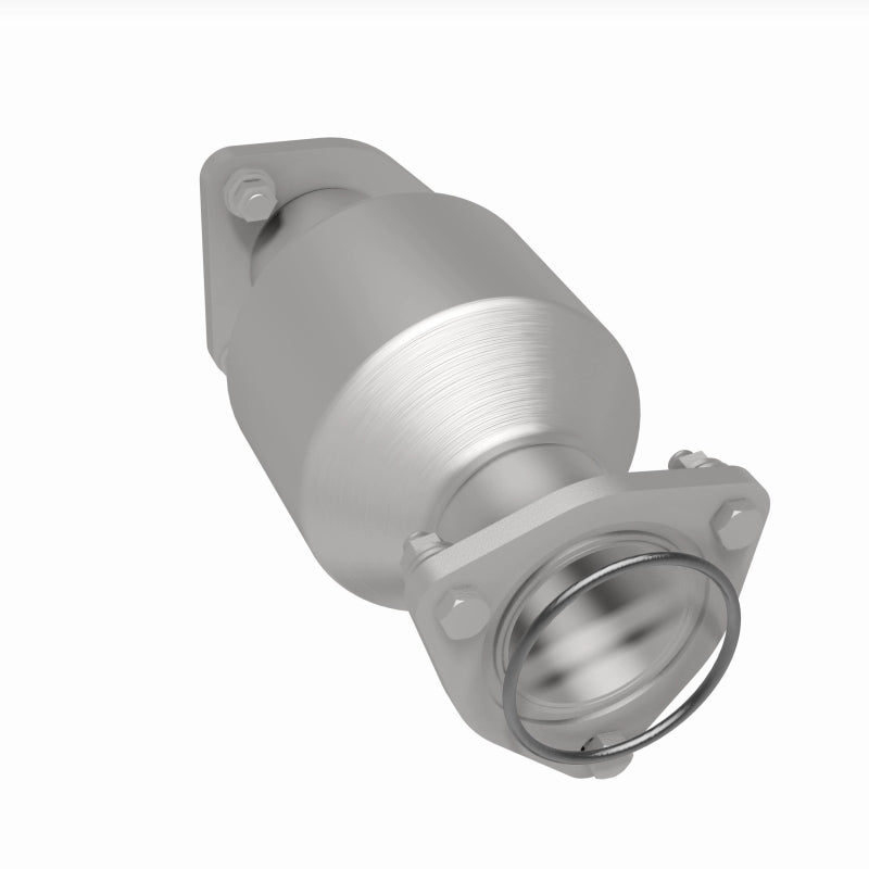 MagnaFlow 6571476 carb direct-fit catalytic converter, rear three-quarter view of the turntable spin