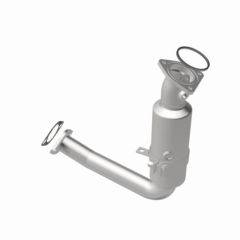 MagnaFlow 4561021 carb direct-fit catalytic converter, opposite front three-quarter view of the turntable spin